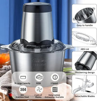 110V Stainless Steel Food Chopper 2L Capacity Fully Automatic Meat Grinder Kitchen Utensils Appliance Adjustable Food Processor