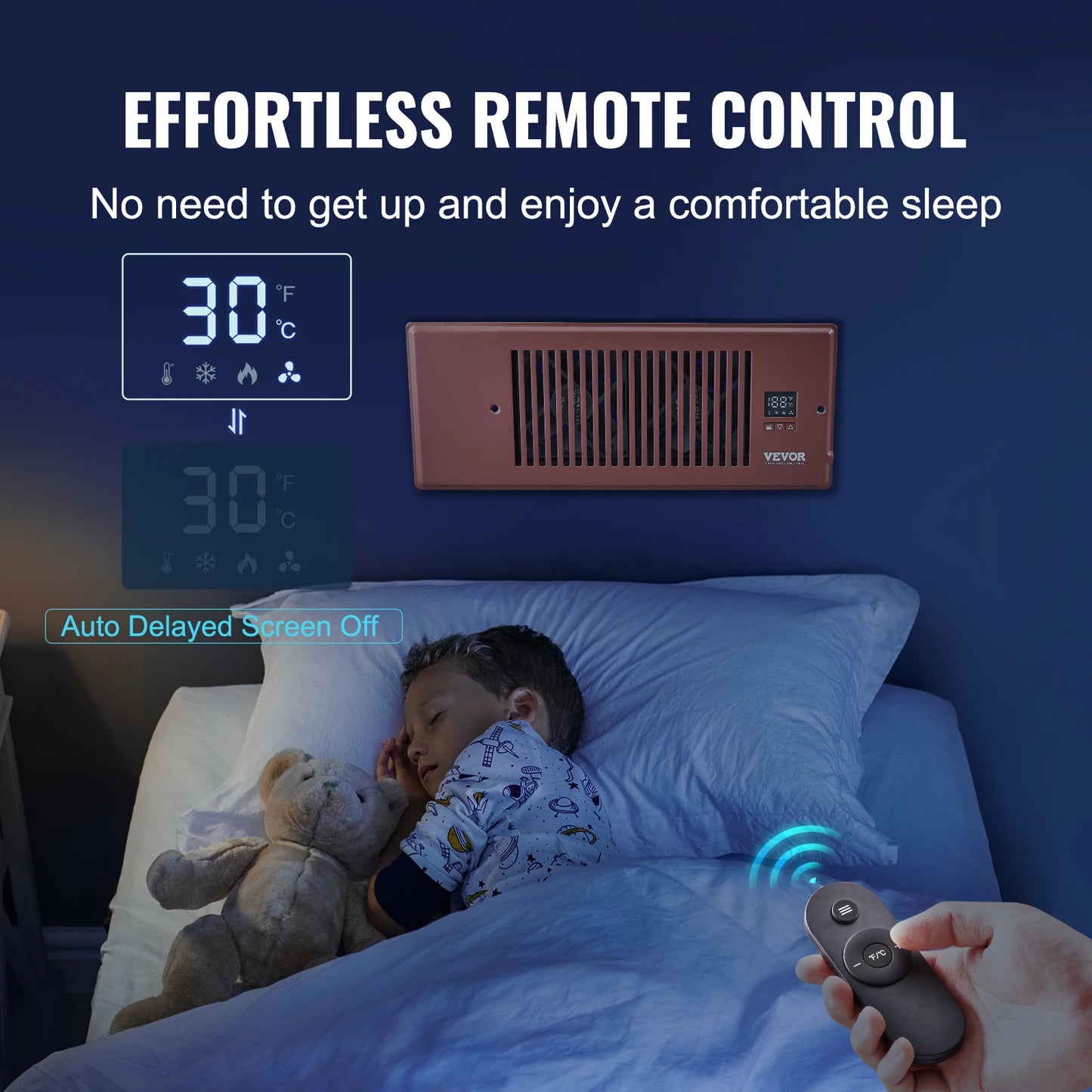 SucceBuy Booster Fan 4x12in Duct Fan 100CFM 10 Adjustable Speeds with LCD Smart Controller for Wall and Floor