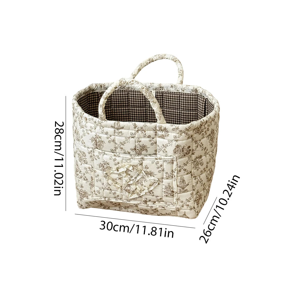 Laundry Storage Baskets Fabric Pastoral Debris Organizing Bag with Handle Washable Clothes Hamper for Office Home Bedroom Clothe