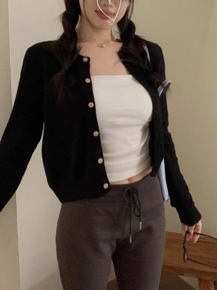 Autumn Winter Long Sleeve Sweater Coat Women New Fashion Buttons Knitted Cardigan Office Lady Casual Slim Knit Clothes