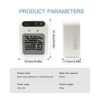 Portable USB Mini Air Conditioner Fan with 2 Speeds, Touch Control & Mist Spray for Office & Dorm, Fast 3-Second Cooling