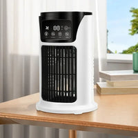 3-in-1 Portable AC, Humidifier & Fan with USB Cooling, Ice Crystal Tech, Digital Display, Compact & White Design