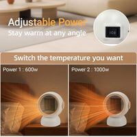 Portable 1200W Space Heater, 2-Speed, Quiet Mini Electric Heater for Home, Office, Bedroom – 300 sq ft (White)