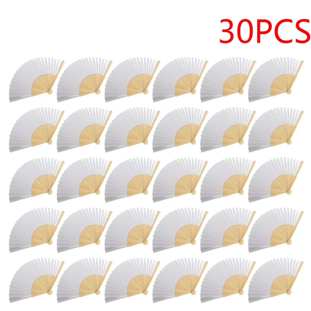 1-50PCS Paper Bamboo Folding Hand Fan Wedding Personalized Fans Party Decor Art Craft DIY Folding Fan for Wedding Party Decor