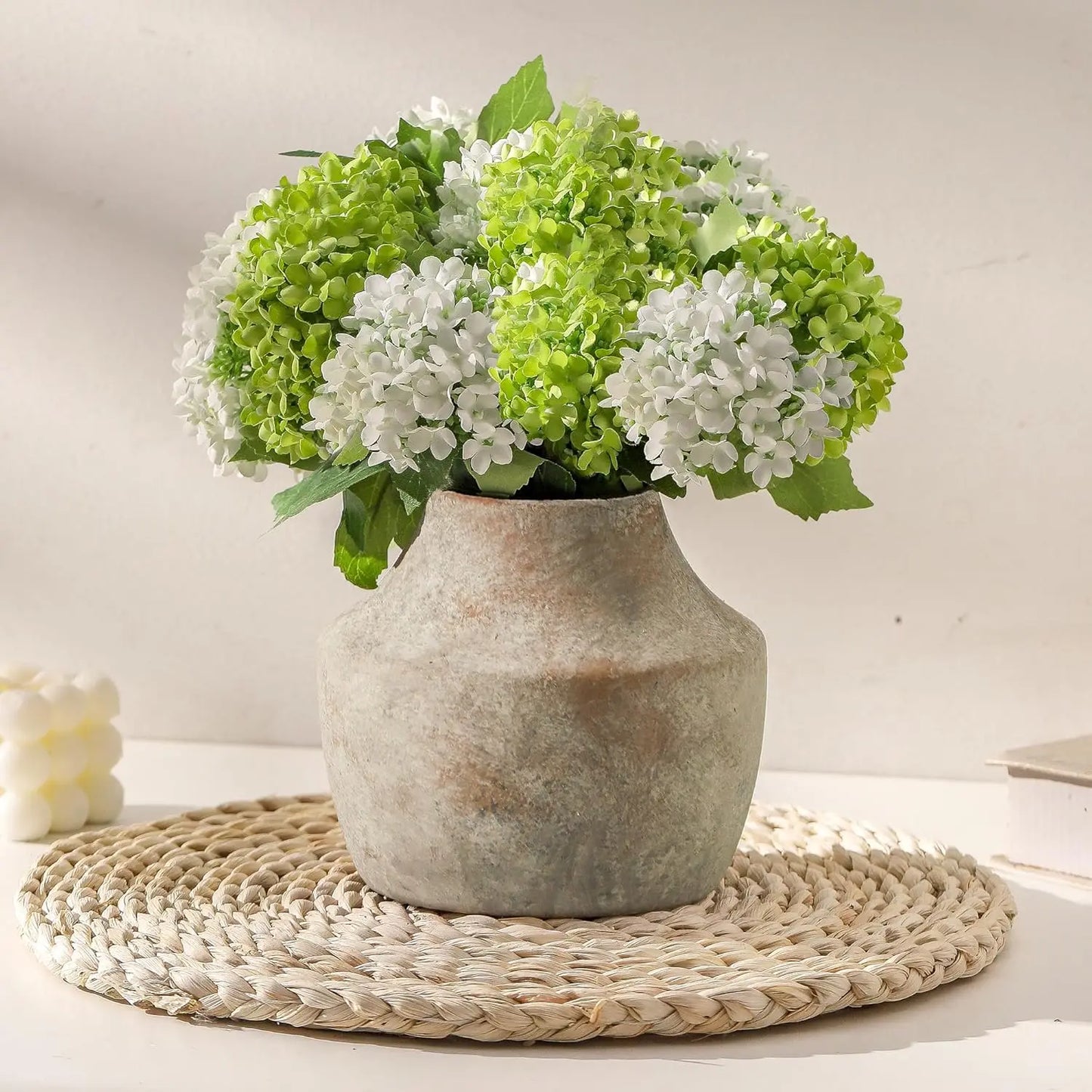 11 Inch Large Ceramic Terracotta Vase with Handles Farmhouse Rustic Style for Home Living Room Table Centerpiece Decor