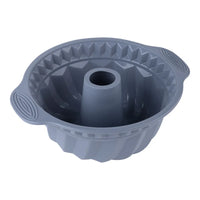 LMETJMA 9.5 Inch Silicone Fluted Pans Non-stickFluted Cake Pan with Sturdy Handle Kitchen Bundt Cake Baking Molds JT366