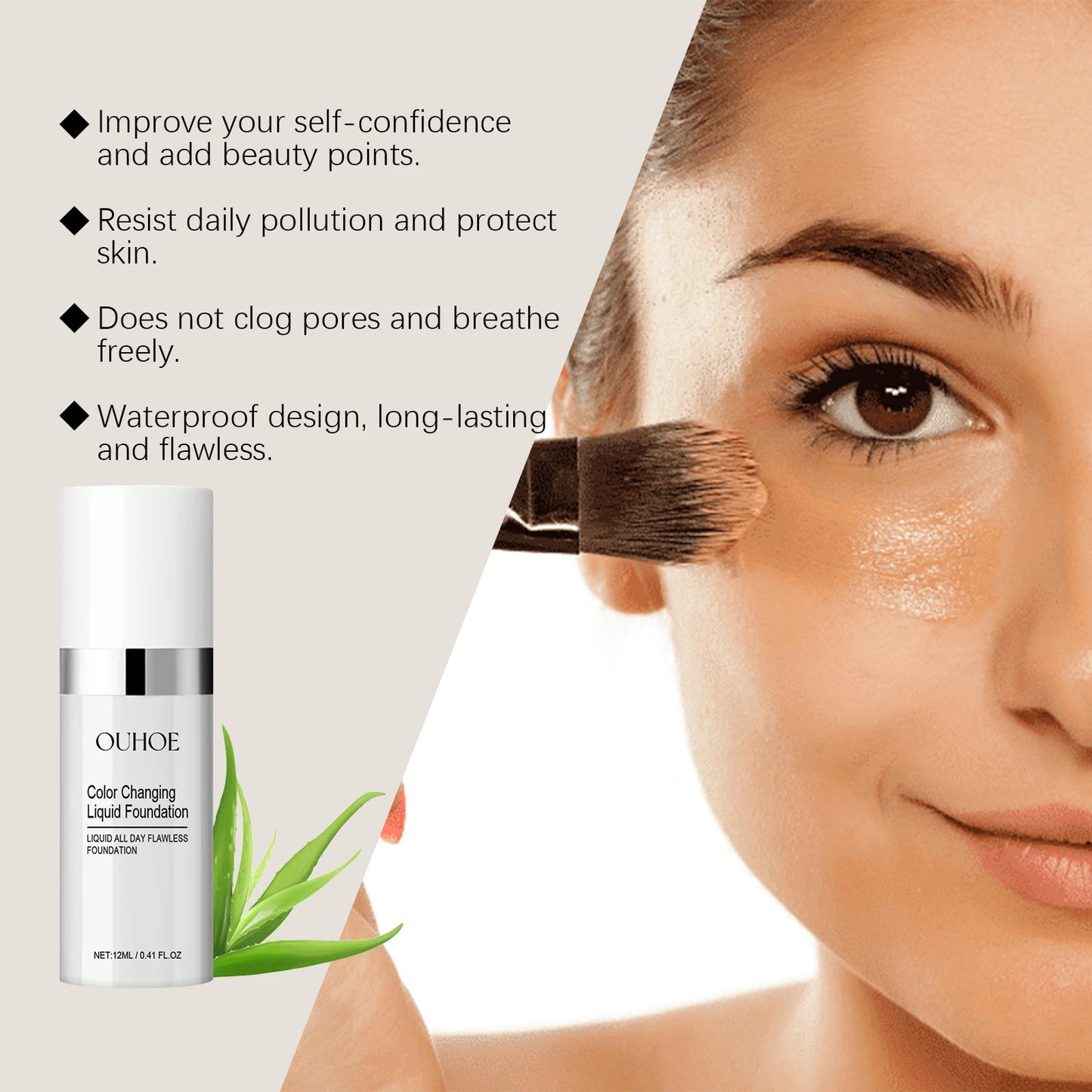 Color Changing Liquid Foundation Moisturizing Long Lasting No Creasing Waterproof Brightening Concealer Feamle Makeup Product