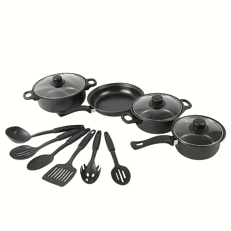13-Piece Nonstick Cookware Set, Induction Compatible Pots and Pans with Frying Pan & Utensils for Home Kitchen or Camping