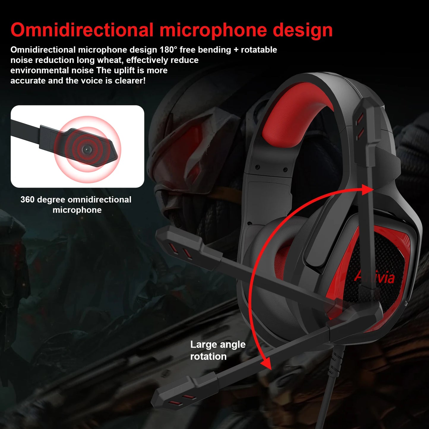 3.5mm Wired Gaming Headset with Microphone, Noise Isolating Over-Ear Design, Volume Control, Compatible with PS4/PC/PlayStation