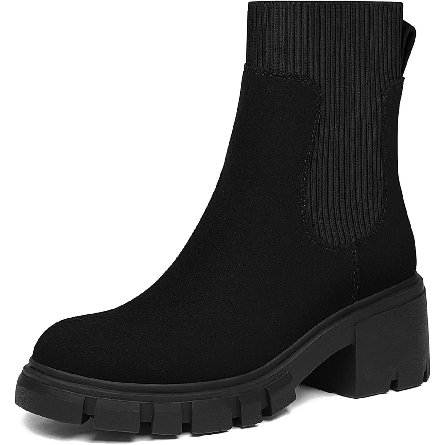 Women's Chelsea Boots Fashion Slip on Platform Ankle Boots Lug Sole Chunky Booties