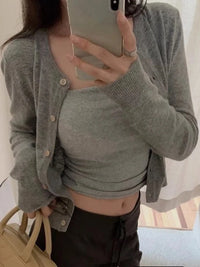 Autumn Winter Long Sleeve Sweater Coat Women New Fashion Buttons Knitted Cardigan Office Lady Casual Slim Knit Clothes