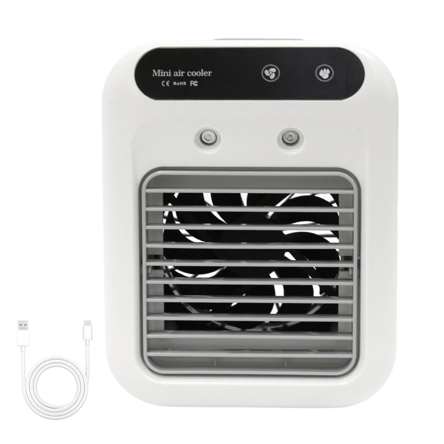 Portable USB Mini Air Conditioner Fan with 2 Speeds, Touch Control & Mist Spray for Office & Dorm, Fast 3-Second Cooling
