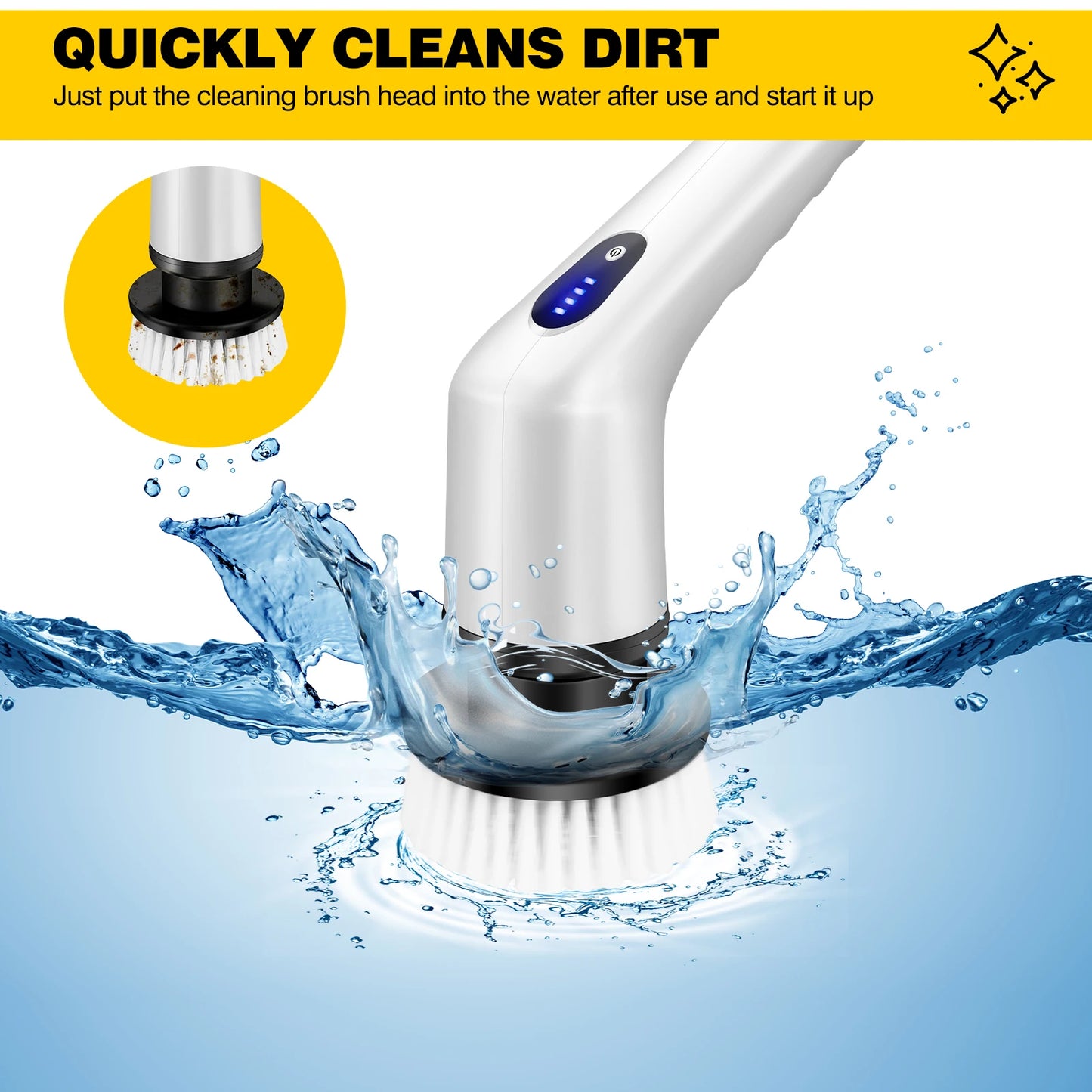 DayPlus 3-IN-1 Electric Cleaning Brush Multi-functional USB Rechargeable Electric Rotary Scrubber Home Appliance Cleaning Gadget