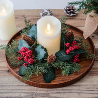 European Candlestick Wreath Artificial Plant Cherry Pinecone Garland Candle Holder Christmas Decoration Table Wedding Home Decor
