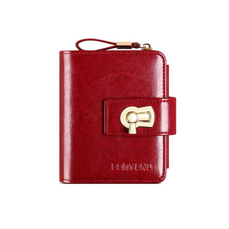 Fashion Women's Wallet Small Zipper Card Holder Coin Bag Large Capacity Cowhide Genuine Leather Purse for Girls Birthday Gifts