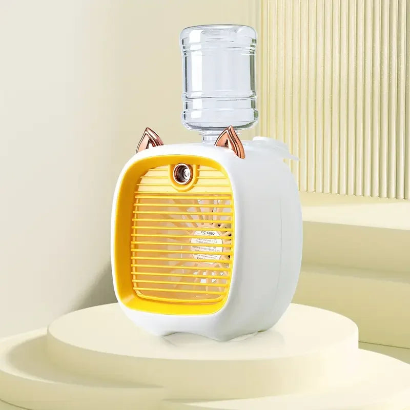 Mini USB Rechargeable Desk Fan with Mister, 3-Speed Portable Cooling Fan, Battery-Powered for Home, Office, Travel