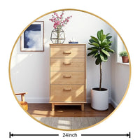 Round Mirror 24 inch Circle Wall Mirror Metal Frame Circle Bathroom Mirror Circular Mirrors for Wall Living Room Bedroom Vanity