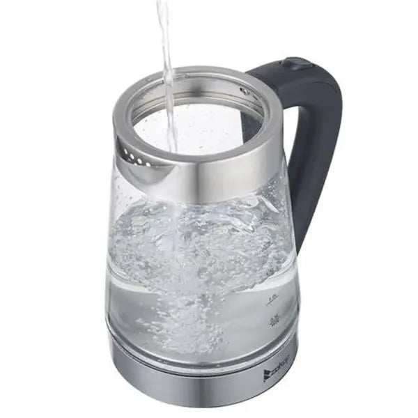 2.5L 1200W 110V Electric Kettle with Blue Glass LED Light - Fast Boil for Coffee, Tea, Stainless Steel Kitchen Appliance