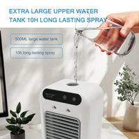 Portable USB Mini Air Conditioner Fan with 2 Speeds, Touch Control & Mist Spray for Office & Dorm, Fast 3-Second Cooling