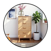Round Mirror 24 inch Circle Wall Mirror Metal Frame Circle Bathroom Mirror Circular Mirrors for Wall Living Room Bedroom Vanity
