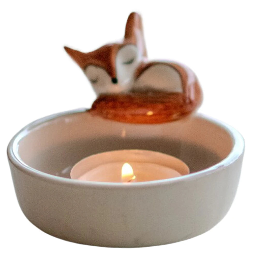 Cat/Dog/Rabbit/Fox Animal Candle Holder Warming Paws Candlestick Holder Cute Candlestick Lamp Holder Cartoon for Home Decor
