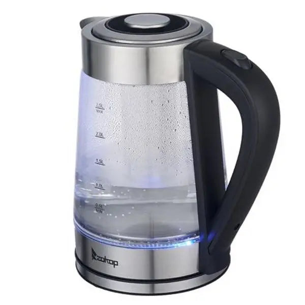 2.5L 1200W 110V Electric Kettle with Blue Glass LED Light - Fast Boil for Coffee, Tea, Stainless Steel Kitchen Appliance