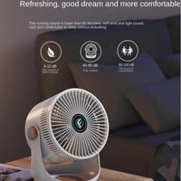 USB Rechargeable Cooling Fan, 2400mAh Portable Silent Fan for Office, Outdoor, Home Use, Compact & Lightweight