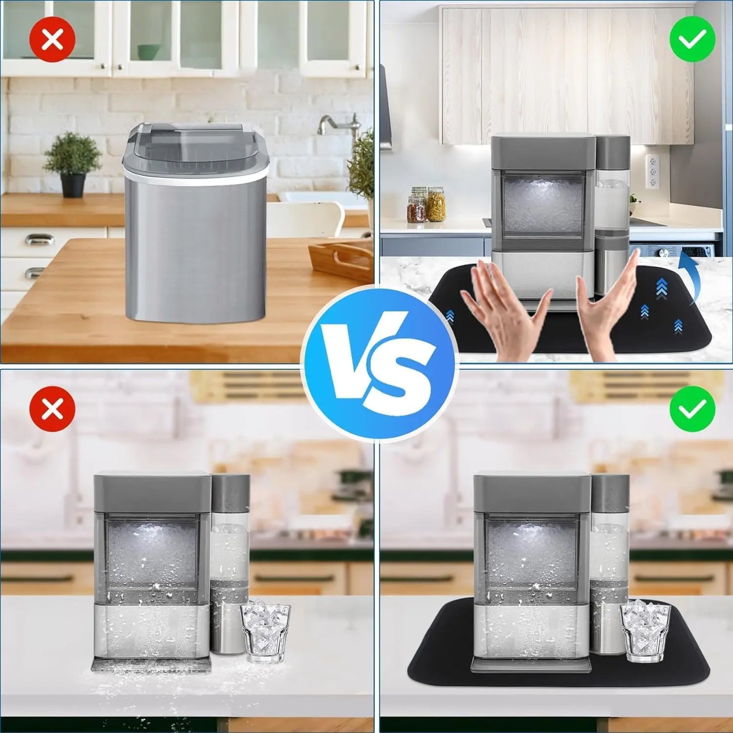 Absorbent Sliding Mat for Ice Makers and Kitchen Appliances, Countertop Dish Drying Accessory