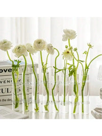 4/6/8PCS Creative Simple Hinged Flower Vase Hydroponics Plant Pot Clear Glass Test Tube Hanging Flower Holder for Home Decoratio