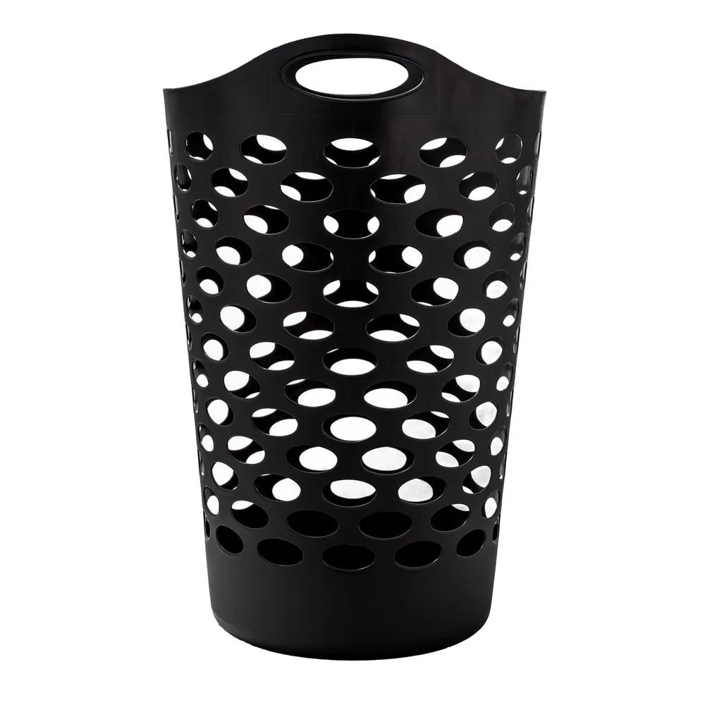 2 Pack Flexible Laundry Hamper with Carrying Handles Round Shape Durable Plastic Organizers Clothes Storage Ventilated Design