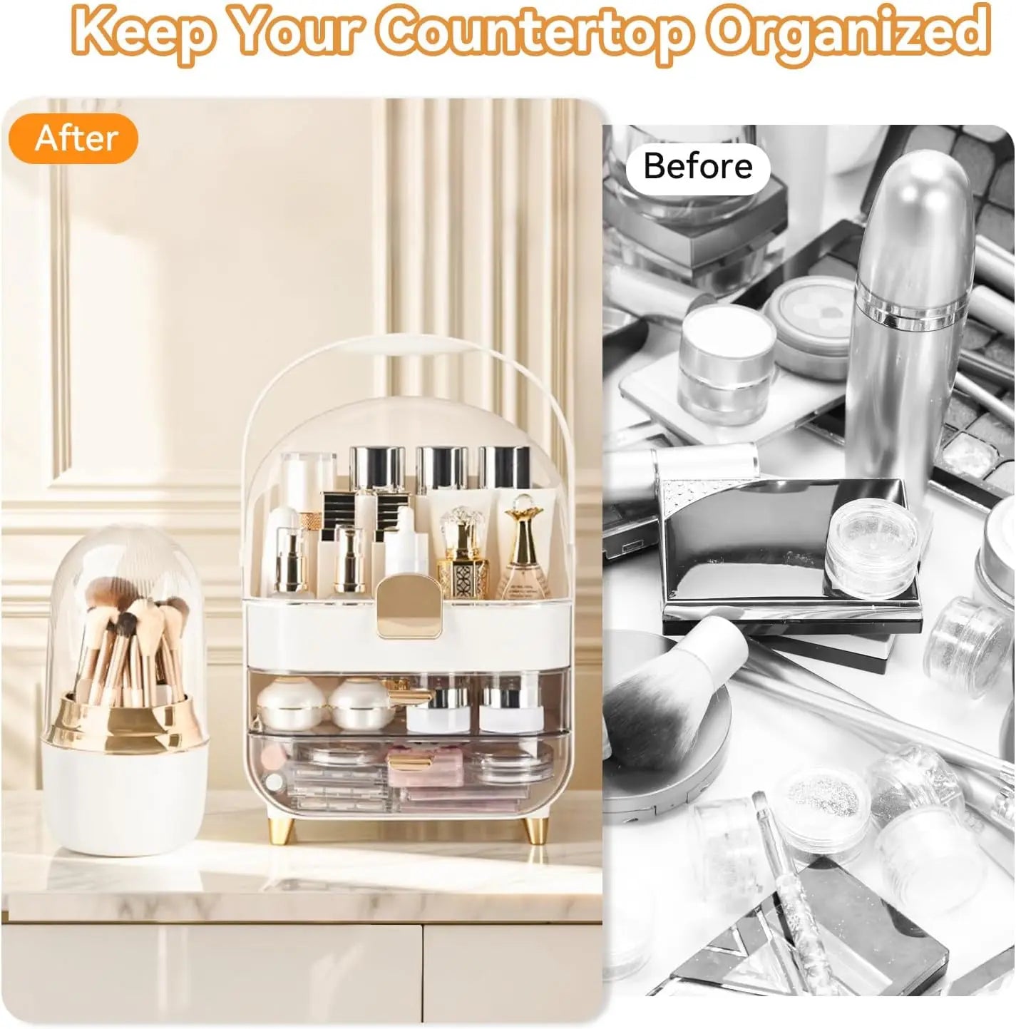 Makeup Organizer Countertop, Skincare Bathroom Counter Organizer, Storage Box Cosmetic Display Cases, Teen Girl Gifts Trendy
