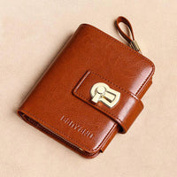 Fashion Women's Wallet Small Zipper Card Holder Coin Bag Large Capacity Cowhide Genuine Leather Purse for Girls Birthday Gifts