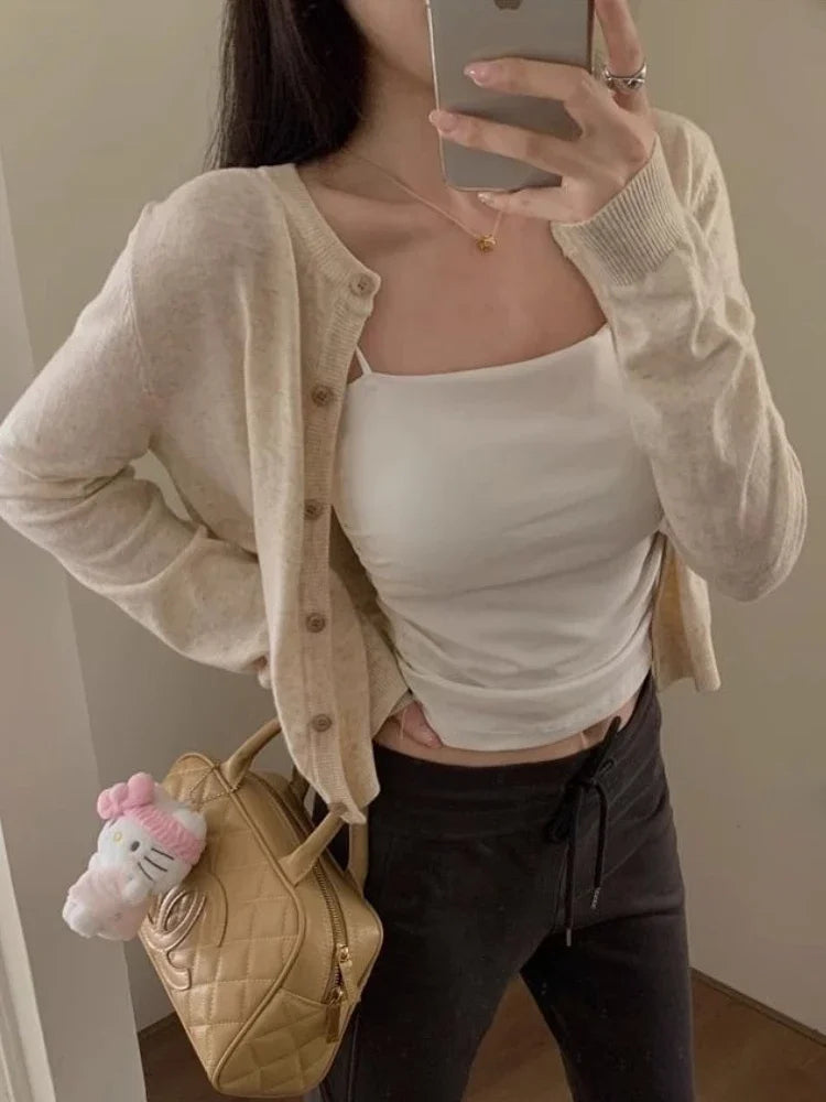 Autumn Winter Long Sleeve Sweater Coat Women New Fashion Buttons Knitted Cardigan Office Lady Casual Slim Knit Clothes