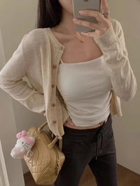 Autumn Winter Long Sleeve Sweater Coat Women New Fashion Buttons Knitted Cardigan Office Lady Casual Slim Knit Clothes