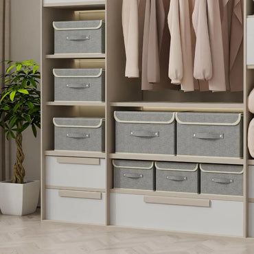 Storage Boxes Collapsible Storage Bins with Lids Cn and linen cloth Storage Baskets Washable with Handle for Books Closet Bedro