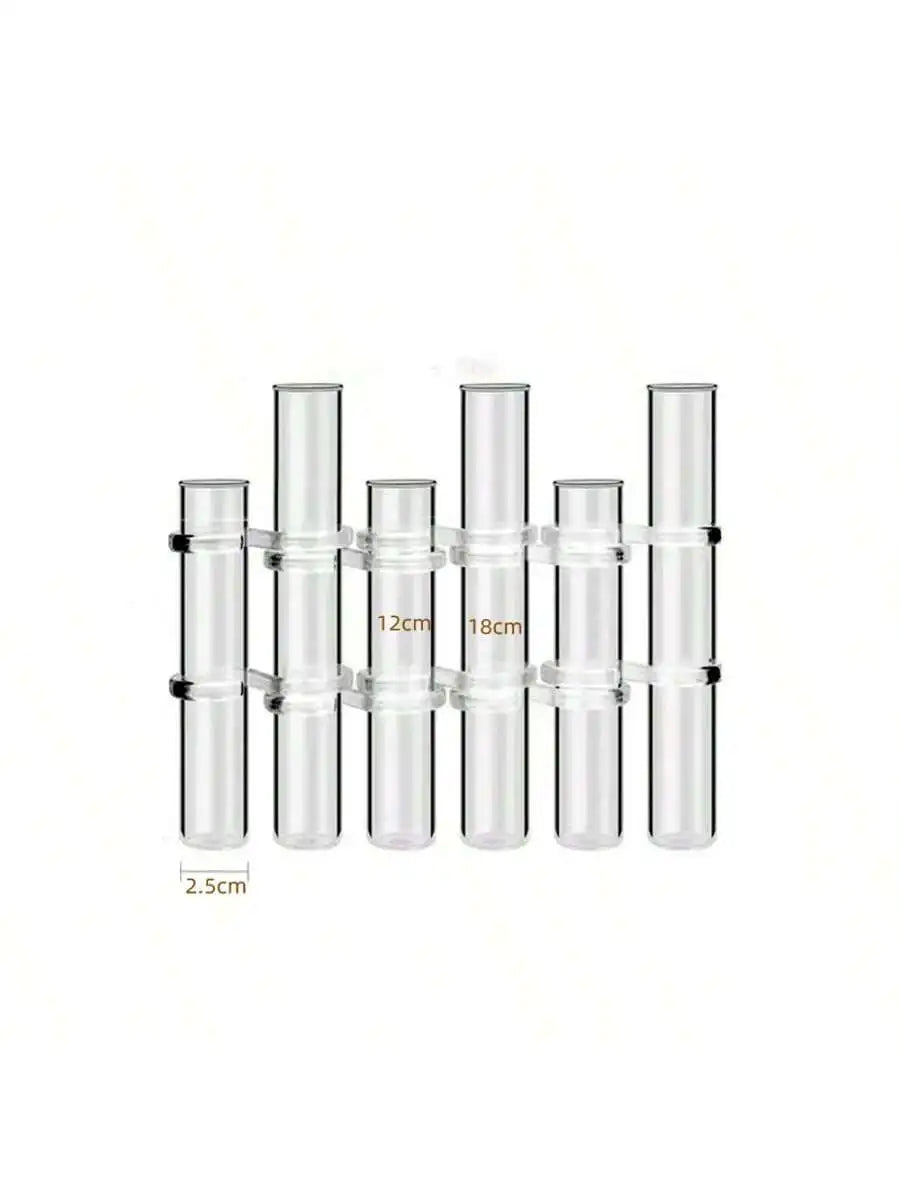 4/6/8PCS Creative Simple Hinged Flower Vase Hydroponics Plant Pot Clear Glass Test Tube Hanging Flower Holder for Home Decoratio