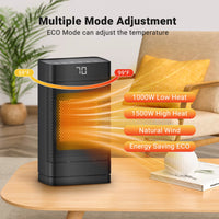 Indoor space heater,0-12 hour timed mode, ceramic fast and safe heating, equipped with ECO thermostat and 70 °swing, memory mode