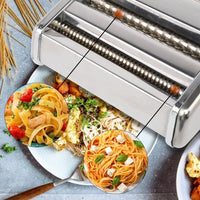 Stainless Steel Pasta Maker Machine Adjustable Noodle Dumpling Press with Two Cutters Multifunctional Kitchen Appliance