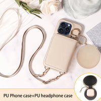 PU Leather Wallet Phone Case For iPhone 16promax 16e 15 14 13 12 11promax plus 7 8 XS XR Crossbody Strap with Card Slots Cover