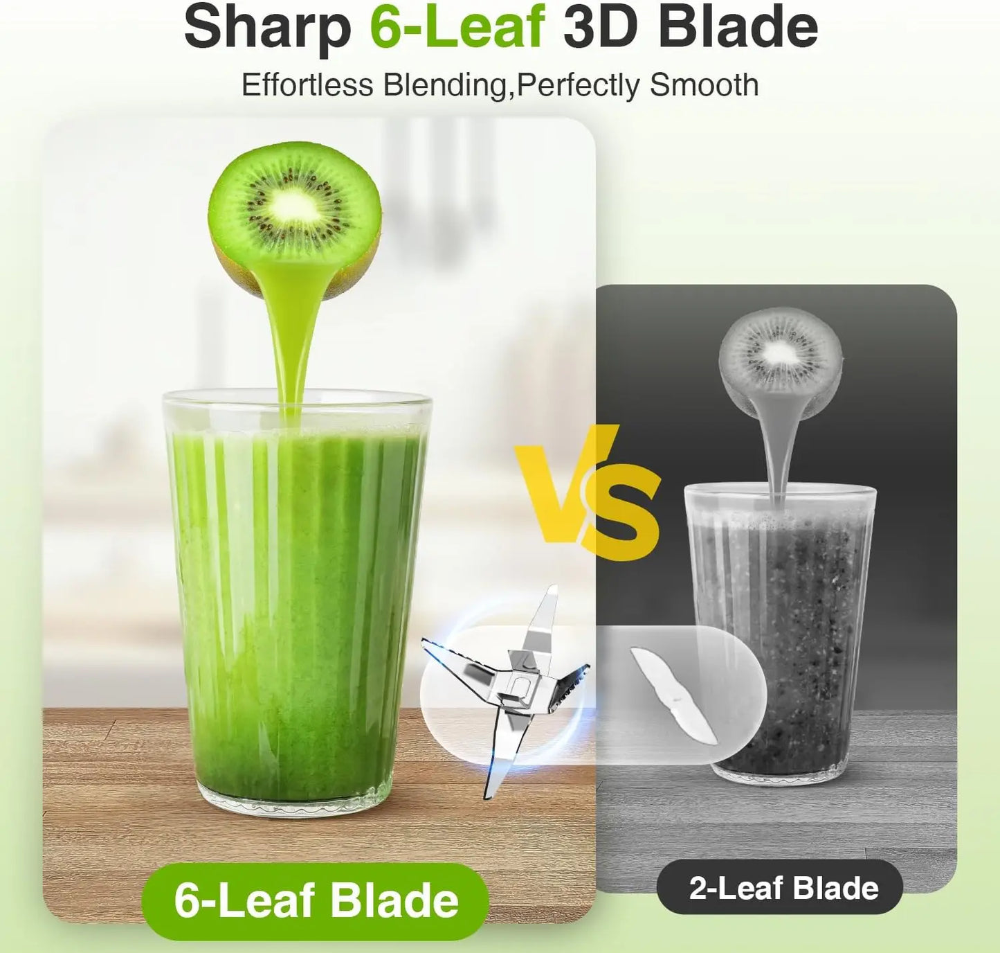 Personal Blender with 3 To-Go Cups, 22000 RPM for Smoothies and Shakes, Detachable Blade, Portable Kitchen Appliance in Black