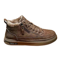 PU Leather Warm Plush Shoes Waterproof Short Snow Boots Lightweight Boots Comfortable Mens Thickened for Outdoor Travel