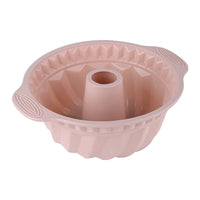 LMETJMA 9.5 Inch Silicone Fluted Pans Non-stickFluted Cake Pan with Sturdy Handle Kitchen Bundt Cake Baking Molds JT366