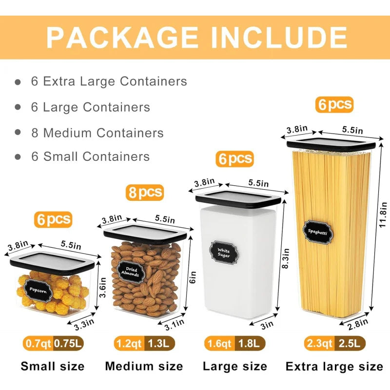 Food Storage Containers with Lids 26 Pack, Kitchen and Pantry Organization Set