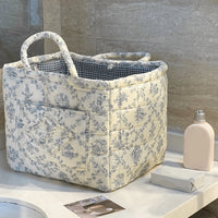 Laundry Storage Baskets Fabric Pastoral Debris Organizing Bag with Handle Washable Clothes Hamper for Office Home Bedroom Clothe