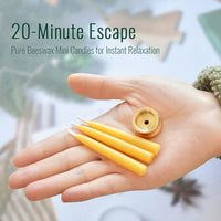 20-Minute Dripless Beeswax Candles, Set of 20 with Brass Holders for Meditation and Relaxation