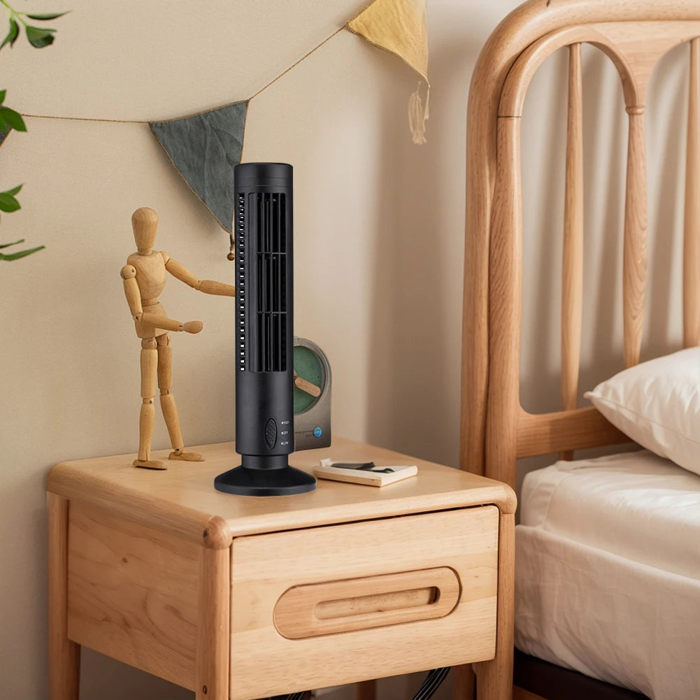 LED Tower Fan Bladeless Cooling Fan 2 Gear Speed Stand Up Tower Fan Portable Electric Floor Fan for Living Room Bedroom