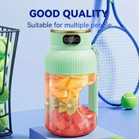 40oz USB-C Rechargeable Green Juicer Blender - Portable Smoothie Maker for Shakes, Juices, Dual Lids, Silicone Straw, Easy Clean