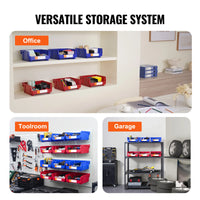 SucceBuy 6pcs Garage Storage Bin Hanging Stackable Wall Mounted Organizer Bin Stacking Containers for Closet Kitchen Office