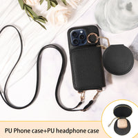 PU Leather Wallet Phone Case For iPhone 16promax 16e 15 14 13 12 11promax plus 7 8 XS XR Crossbody Strap with Card Slots Cover